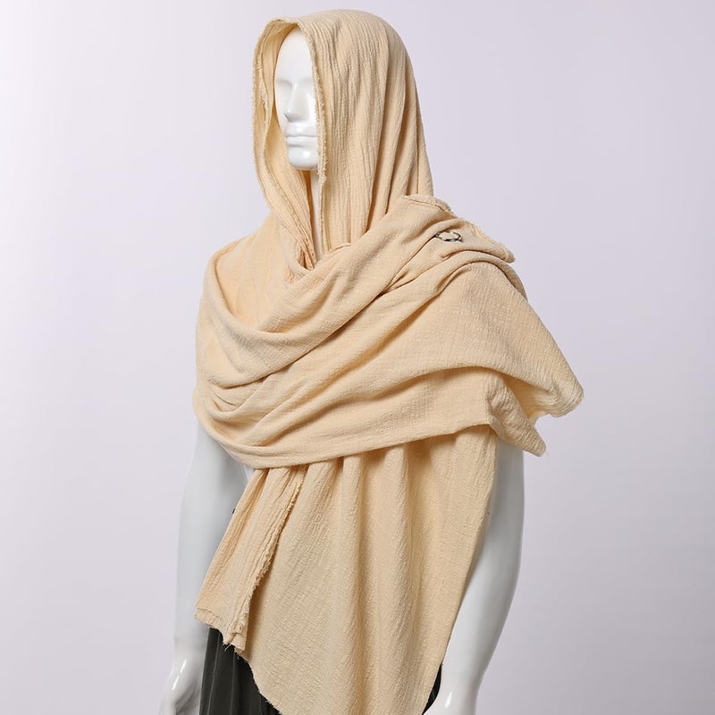 GRACEART Post Apocalyptic Shawl Hood Scarf Shaman Cowl Medieval Costume Sash Beige - Image 3